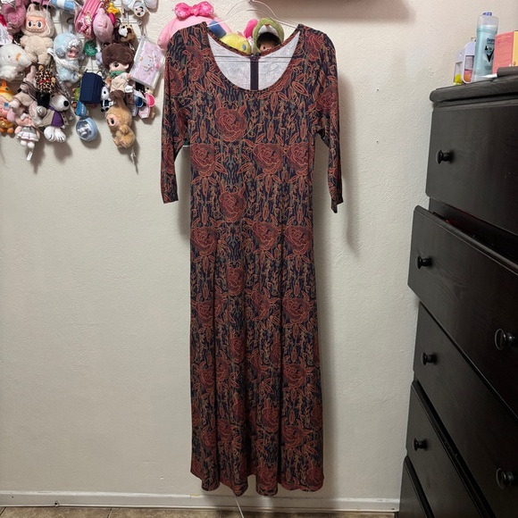 Soft Surroundings Alcott Black Rust Floral Maxi Dress 3/4 Sleeve Size Small - Picture 3 of 12